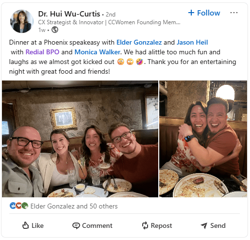 Dr. Hui Wu-Curtis LinkedIn post