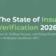 Banner for a report: The State of Insurance Verification 2026; subtitle notes AI, staffing pressure, and denials; stethoscope on the left with Redial logo.
