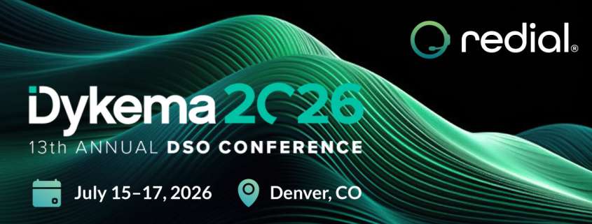Promotional banner for the Dykem a 2C26 13th Annual DSO Conference: July 15–17, 2026 in Denver, CO with calendar and location icons and the Redial logo.